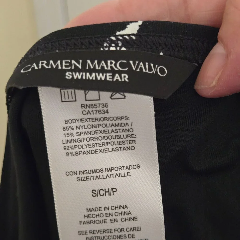 Carmen Marc Valvo Black Splash O Ring Halter Bikini Size S